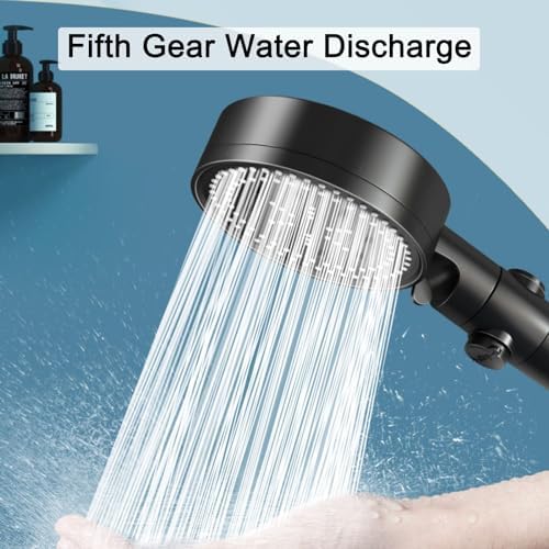 Relaxing Rainfall Handheld Shower with One-Touch Stop 5 Modes White