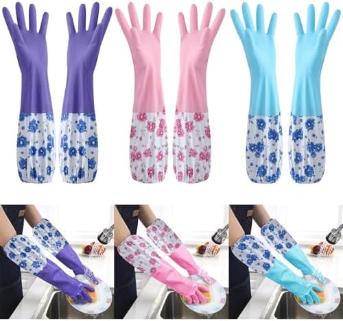 Versatile Dishwashing Gloves with Soft Flock Strong Grip