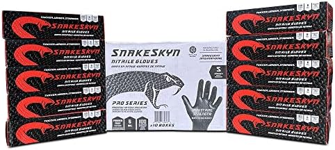 Black Nitrile Gloves 6 Mil Thick SnakeSkyn Industrial Grade