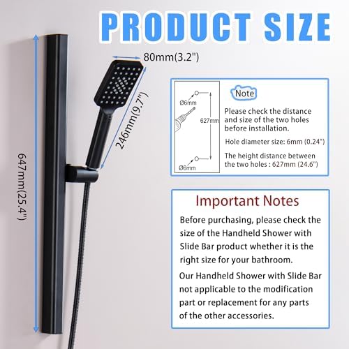 Sturdy Matte Black Tested Shower Head