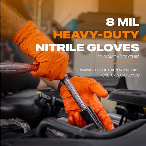 Herkules Grip Heavy Duty Nitrile Gloves 8Mil Orange