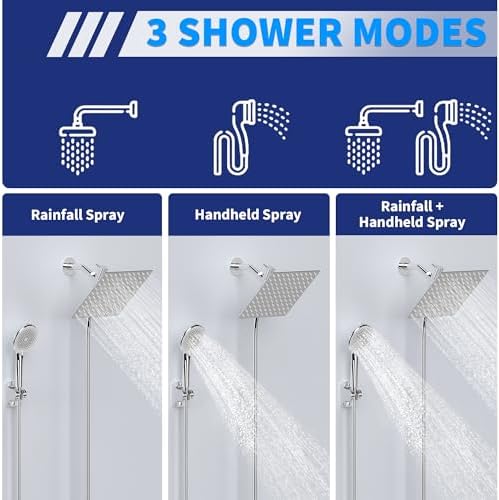 10 Inch Rain Shower Head with Handheld Combo High Pressure Chrome