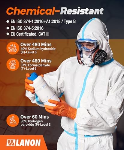LANON 8mil Orange Nitrile Gloves Heavy-Duty Protection