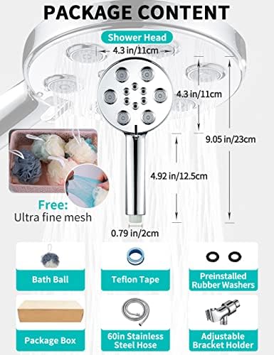 High Pressure Handheld Shower Head with 3 Spray Modes