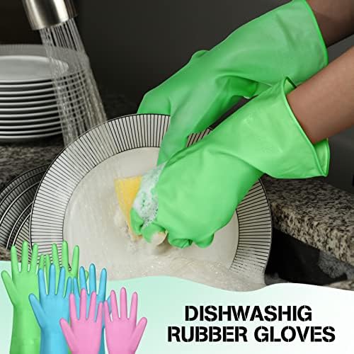 12-Pair Dishwashing Gloves Reusable Cleaning Gloves for Kitchen Bathroom Painting Waterproof