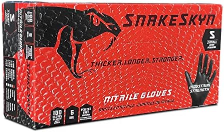 Black Nitrile Gloves 6 Mil Thick SnakeSkyn Industrial Grade