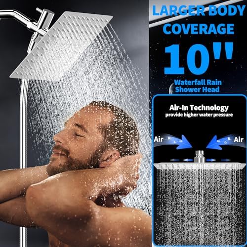 10 Inch Rain Shower Head with Handheld Combo High Pressure Chrome