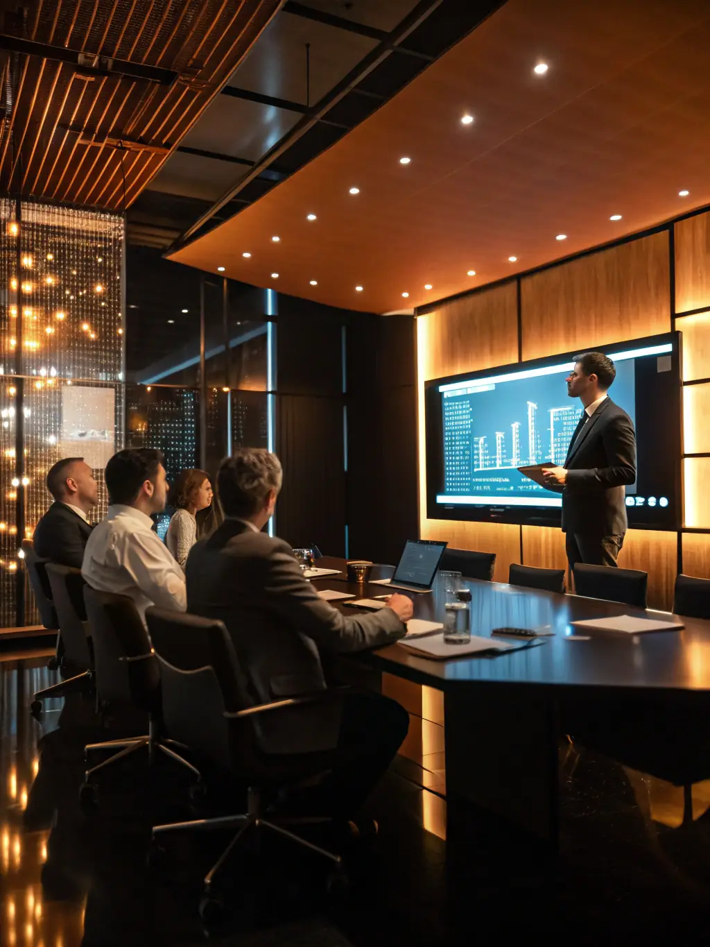 A consultant presenting a cybersecurity solution to a client, emphasizing data protection and threat prevention in a digital environment.