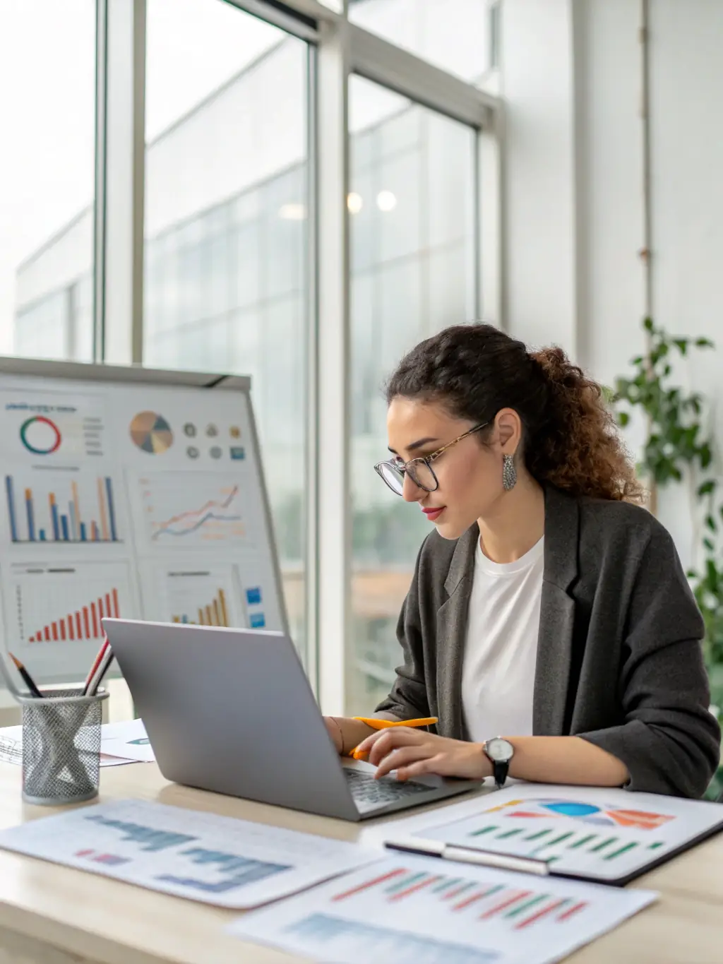 A professional consultant analyzing data on a laptop, showcasing THALIRON LTD's expertise in data analytics and insights.